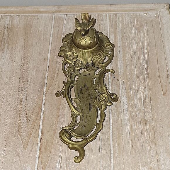 Vintage Italian Inkwell bird art nouveau brass - Picture 2 of 12